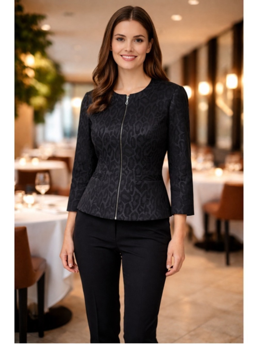 Boston Proper Leopard Animal Print Blazer Jacket